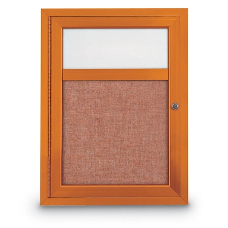 United Visual Products Slim Enclosed Corkboard, 30"x30", Gold Alum Frame/Amethyst UVEB3030-GOLD-AMETHY
